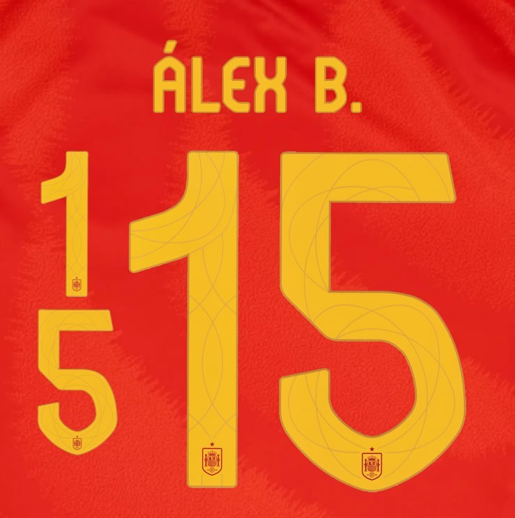 2024 2025 OFFICIAL SPAIN ALEX B 15 HOME PLAYER SIZE NAMESET