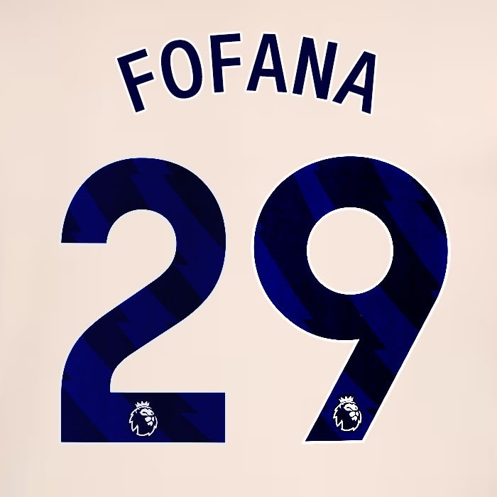 2024 2025 OFFICIAL CHELSEA FOFANA 29 BLUE AWAY PLAYER SIZE NAMESET