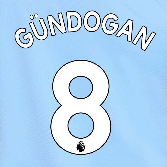 MAN CITY 2019-23 GUNDOGAN 8 OFFICIAL AVERY DENNISON WHITE PLAYER SIZE NAME SET