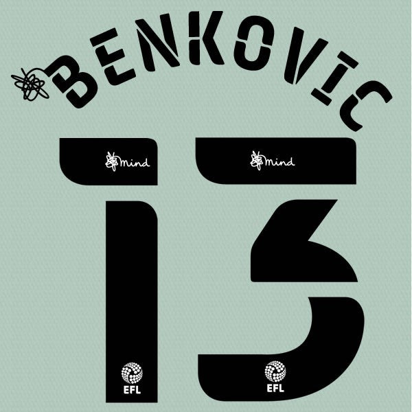 CARDIFF 2020 2021 OFFICIAL BENKOVIC 13 AWAY PLAYER SIZE NAME SET