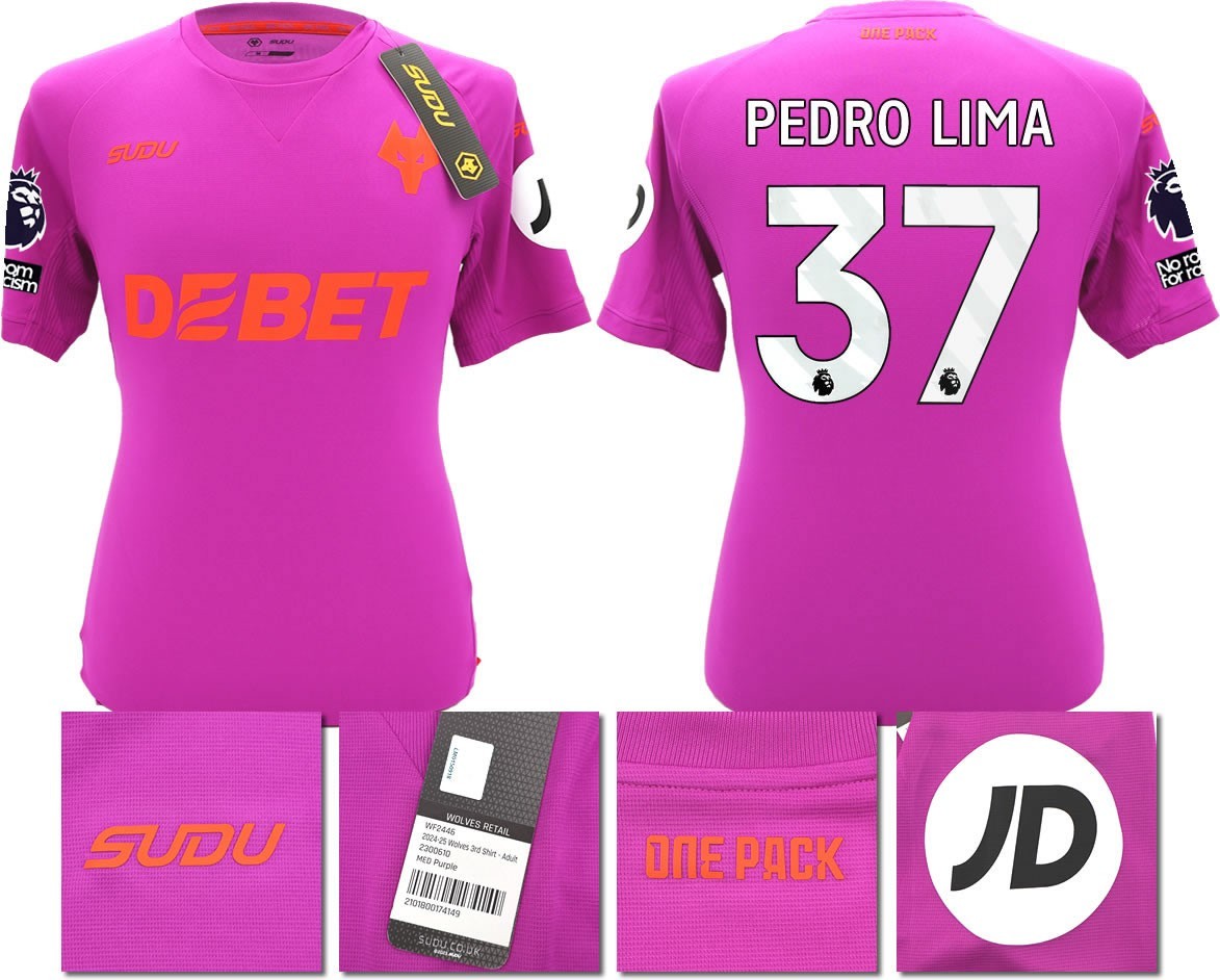 BNWT 2024/2025 WOLVES F.C. SUDU THIRD SHIRT PEDRO LIMA 37