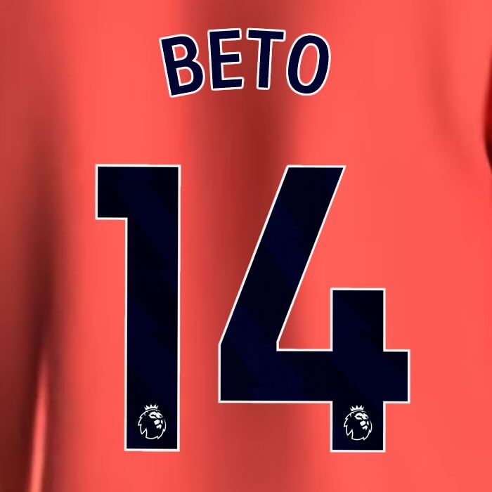 2023 2024 EVERTON BETO 14 OFFICIAL BLUE AWAY PLAYER SIZE NAMESET