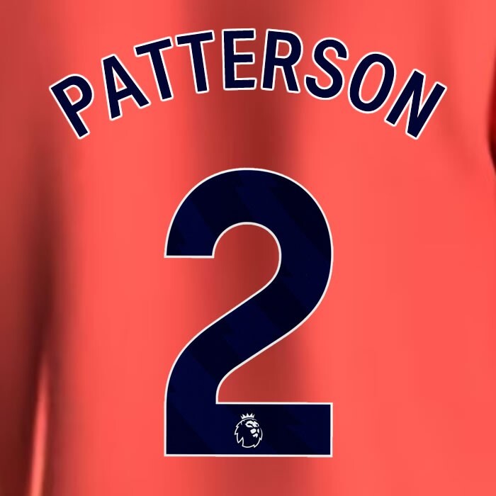2023 2024 EVERTON PATTERSON 2 OFFICIAL BLUE AWAY PLAYER SIZE NAMESET