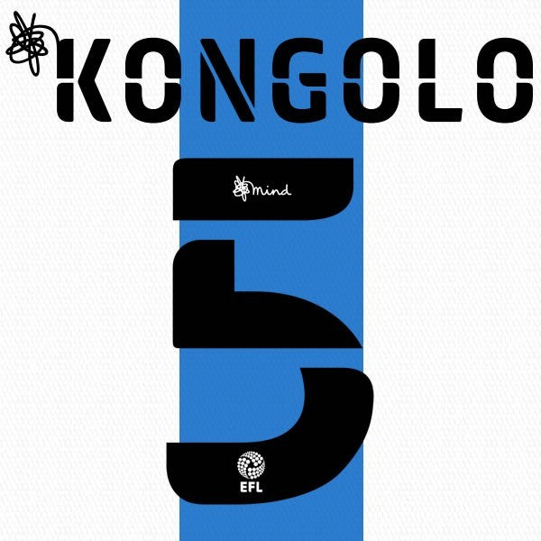 HUDDERSFIELD 2020 2021 OFFICIAL KONGOLO 5 HOME PLAYER SIZE NAME SET