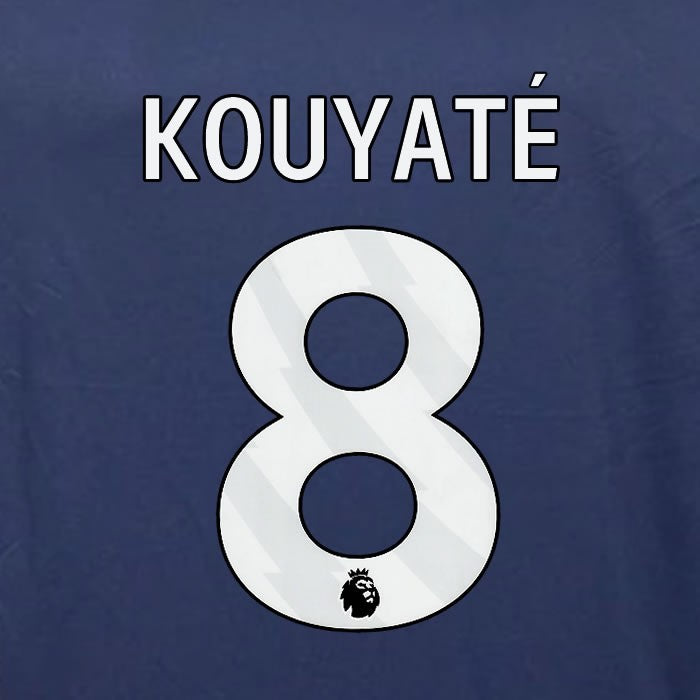 2023 2024 OFFICIAL NOTTINGHAM KOUYATE 8 WHITE 3RD PLAYER SIZE NAMESET