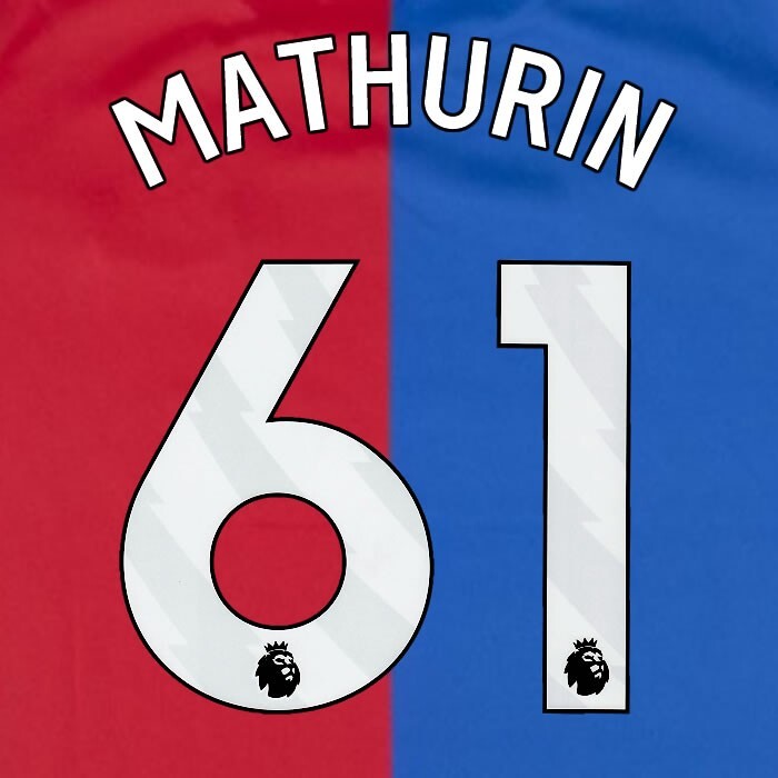 2023 2024 OFFICIAL CRYSTAL PALACE MATHURIN 61 WHITE HOME PLAYER SIZE NAMESET