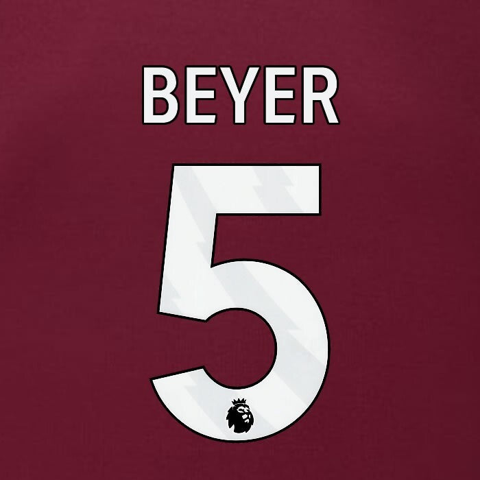 2023 2024 BURNLEY BEYER 5 OFFICIAL WHITE HOME PLAYER SIZE NAMESET
