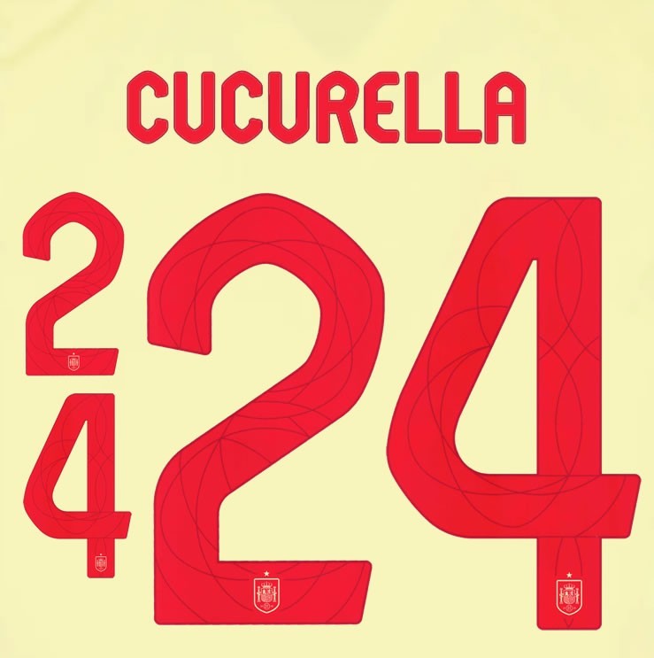 2024 2025 OFFICIAL SPAIN CUCURELLA 24 AWAY PLAYER SIZE NAMESET