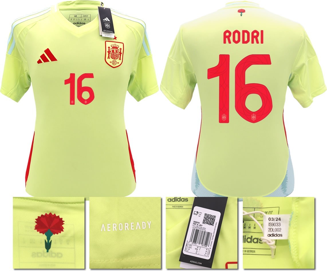 BNWT 2024 2025 SPAIN ADIDAS AWAY SHIRT RODRI 16 MEN'S