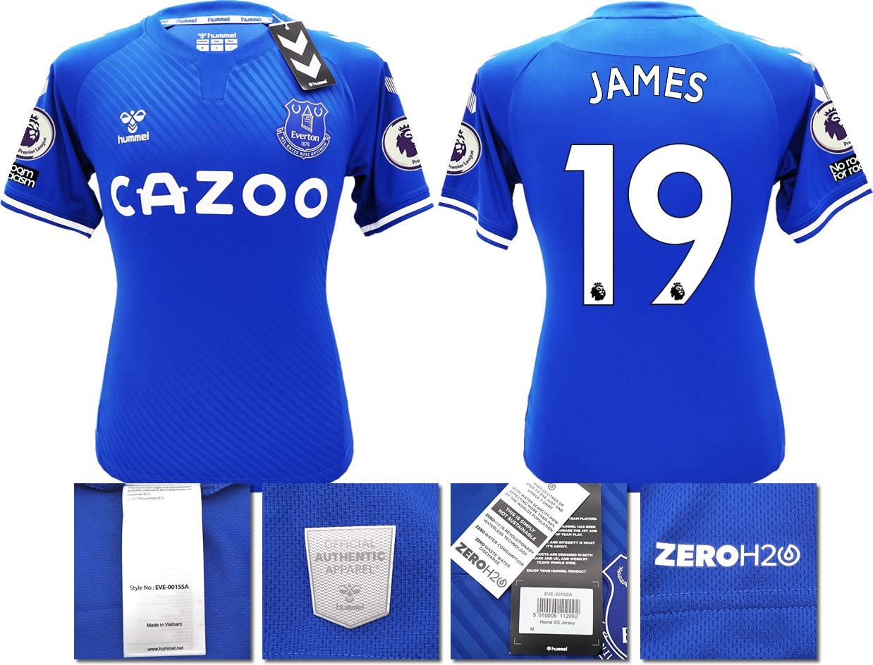 BNWT 2020 2021 HUMMEL EVERTON HOME SHIRT MEN'S JAMES 19 + PATCHES