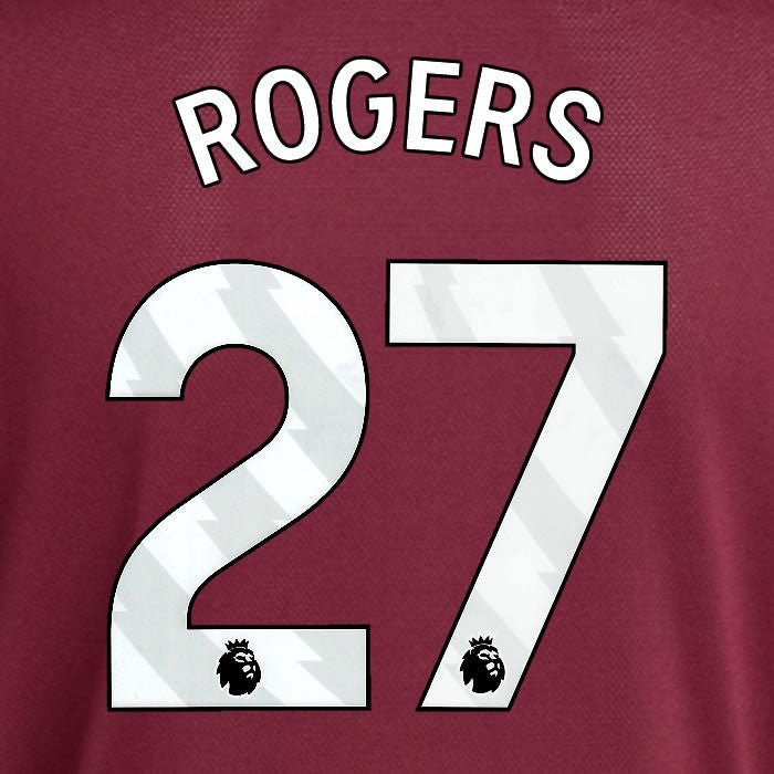 2025 2026 ASTON VILLA ROGERS 27 OFFICIAL WHITE HOME PLAYER SIZE NAMESET