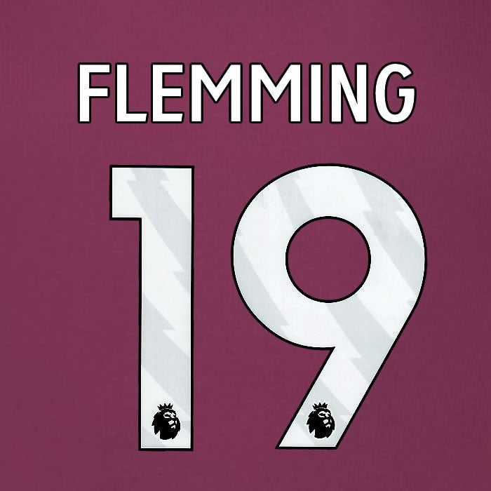 2025 2026 BURNLEY FLEMMING 19 OFFICIAL WHITE HOME PLAYER SIZE NAMESET