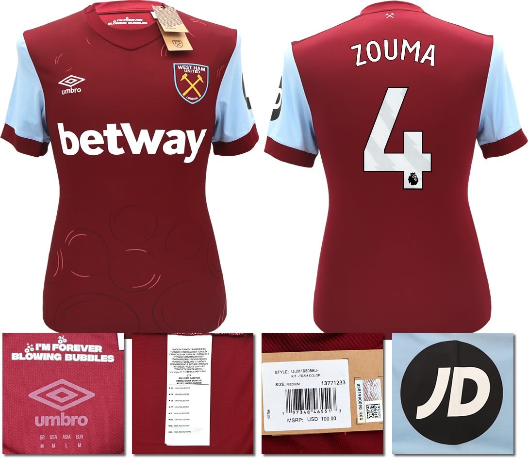 BNWT 2023 2024 UMBRO WEST HAM HOME SHIRT ZOUMA 4 MEN'S