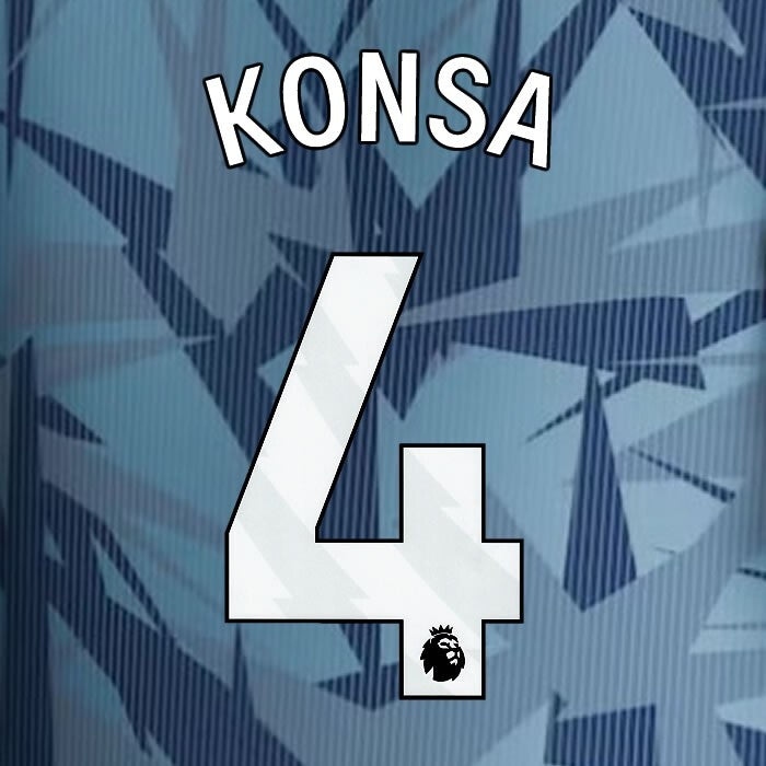 2023 2024 ASTON VILLA KONSA 4 OFFICIAL WHITE 3RD PLAYER SIZE NAMESET