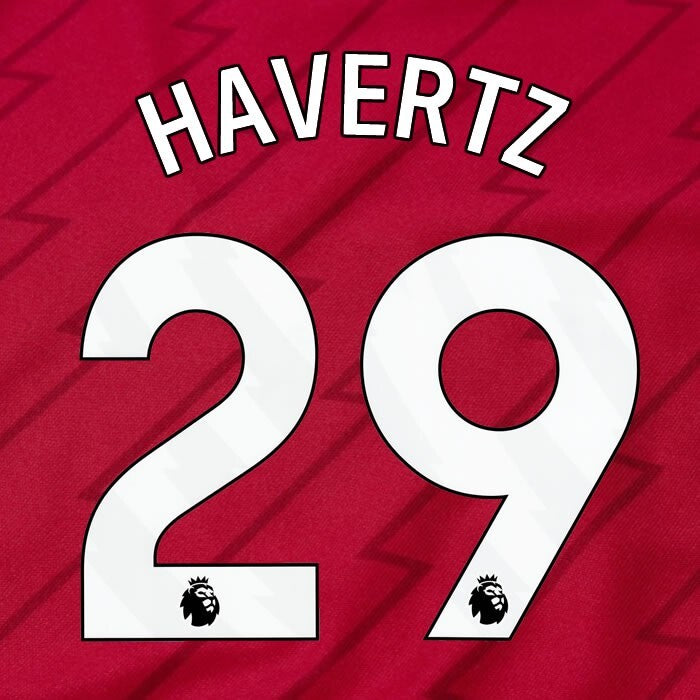 ARSENAL 2023/24 HAVERTS 29 OFFICIAL AVERY DENNISON WHITE PLAYER SIZE NAME SET