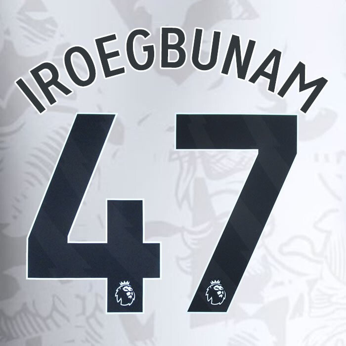 2023 2024 ASTON VILLA IROEGBUNAM 47 OFFICIAL BLACK AWAY PLAYER SIZE NAMESET