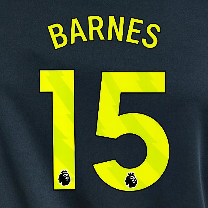 2023 2024 NEWCASTLE BARNES 15 OFFICIAL YELLOW 3rd PLAYER SIZE NAME SET