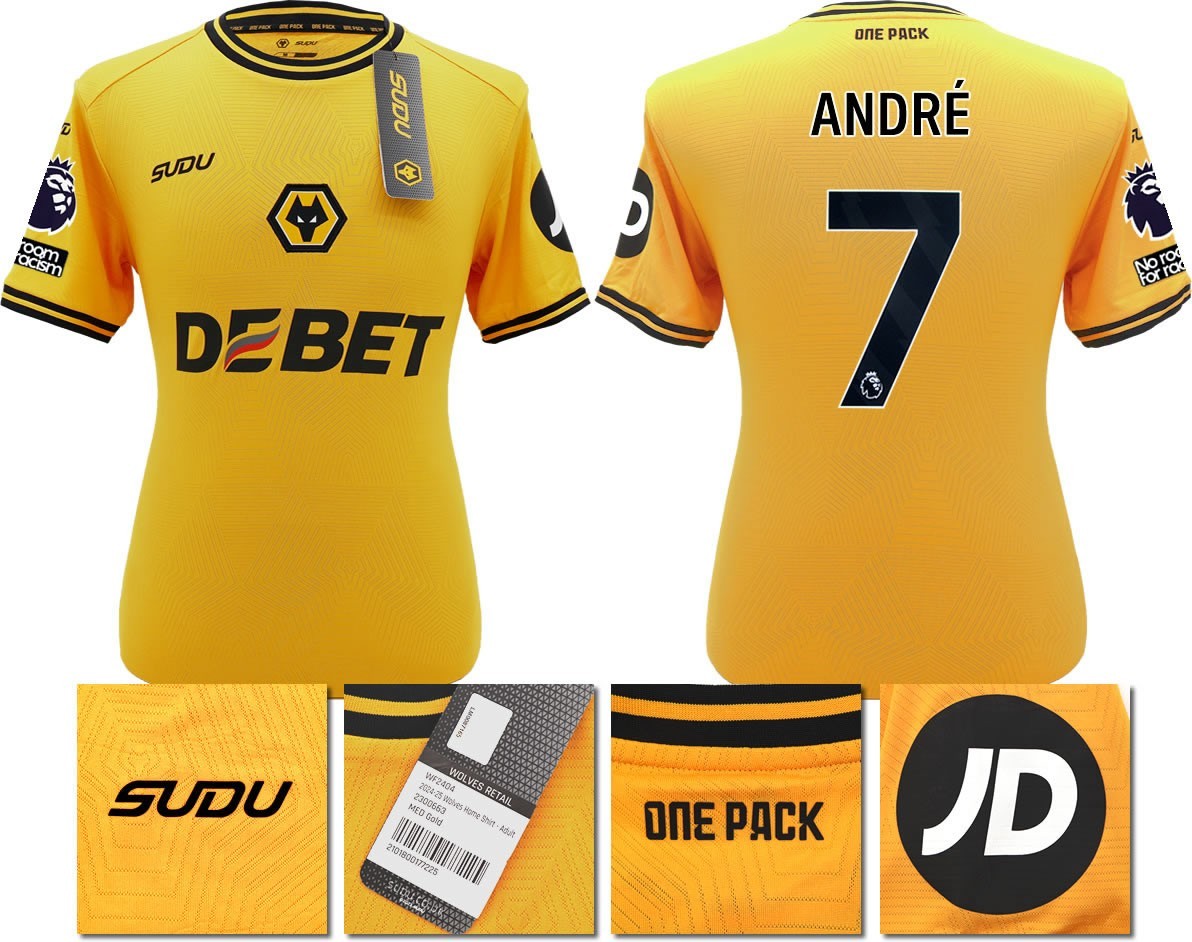 BNWT 2024 2025 WOLVES SUDU HOME SHIRT ANDRE 7