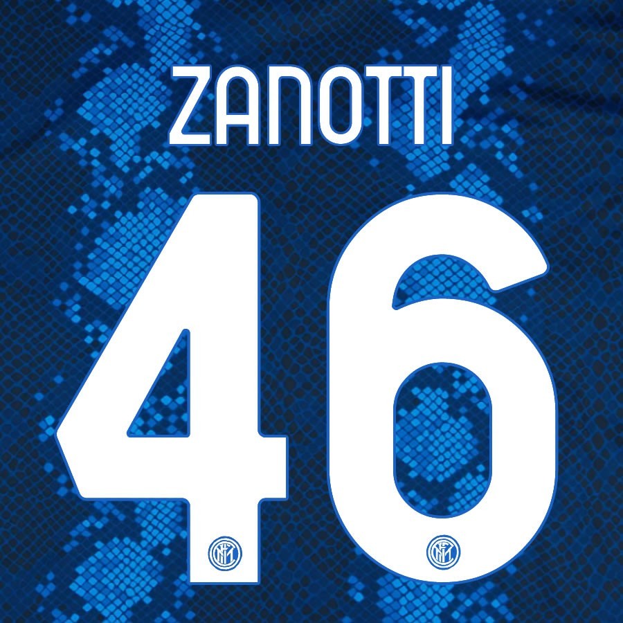 2021 2022 INTER MILAN OFFICIAL HOME ZANOTTI 46 PLAYER SIZE NAMESET