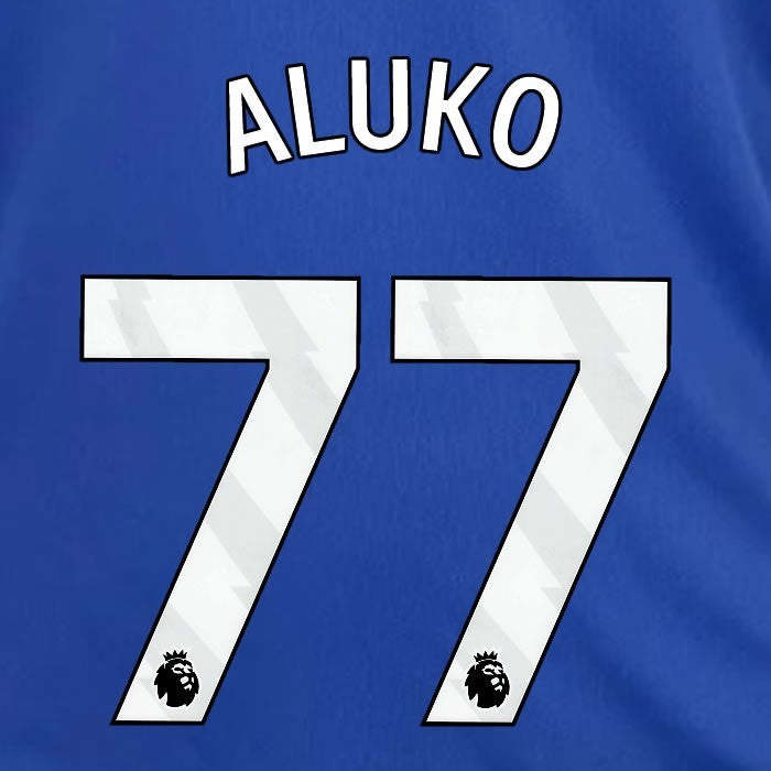 2024 2025 OFFICIAL LEICESTER CITY ALUKO 77 WHITE HOME PLAYER SIZE NAME SET