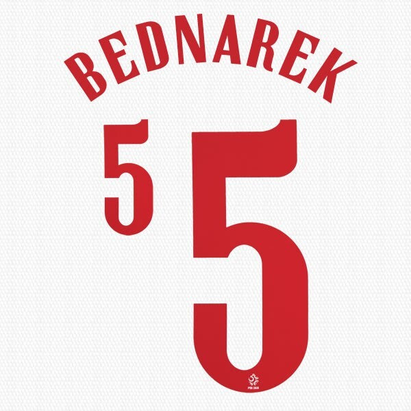 2020 2021 OFFICIAL POLAND BEDNAREK 5 HOME RED PLAYER SIZE NAMESET