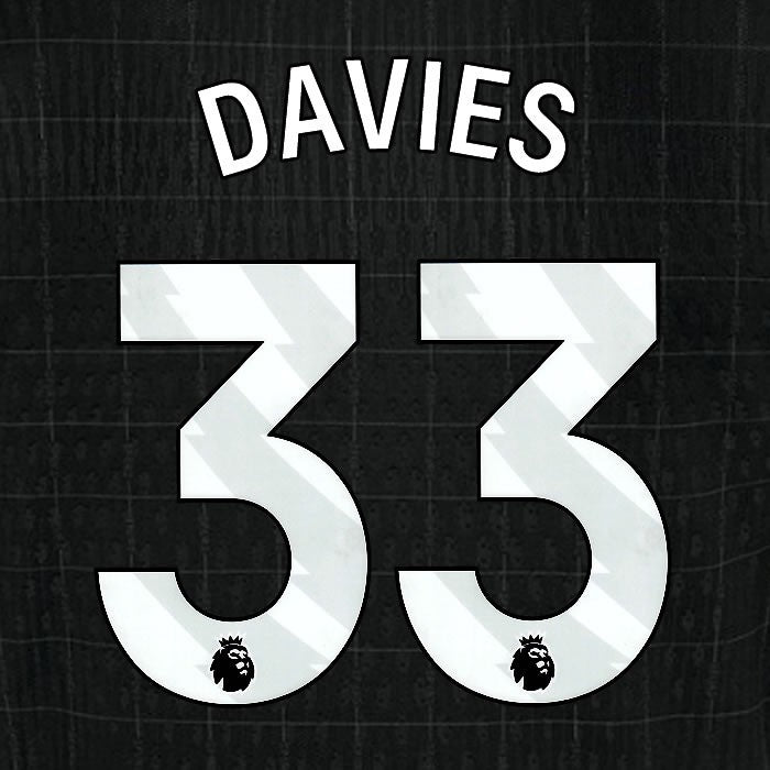 2025 2026 TOTTENHAM DAVIES 33 WHITE AWAY PLAYER SIZE NAME SET