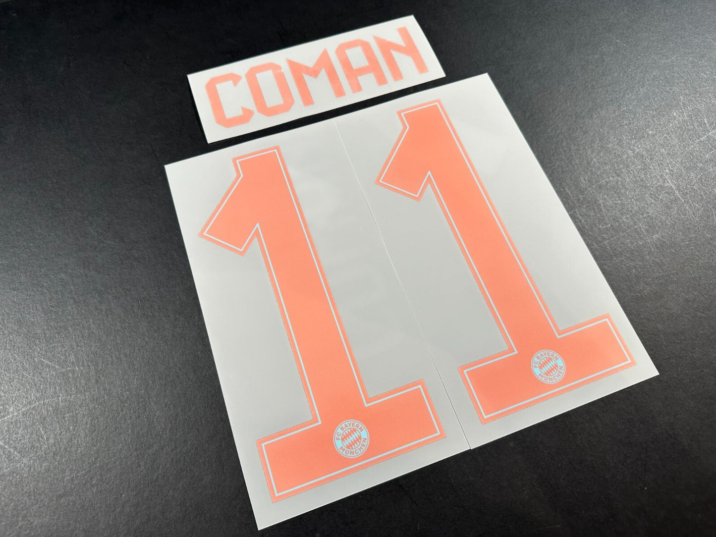 2024 2025 OFFICIAL BAYERN COMAN 11 AWAY GOLD PLAYER SIZE NAMESET