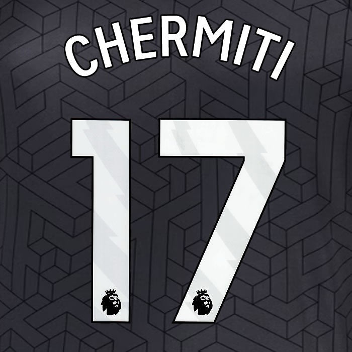 2024 2025 EVERTON CHERMITI 17 OFFICIAL WHITE AWAY PLAYER SIZE NAMESET