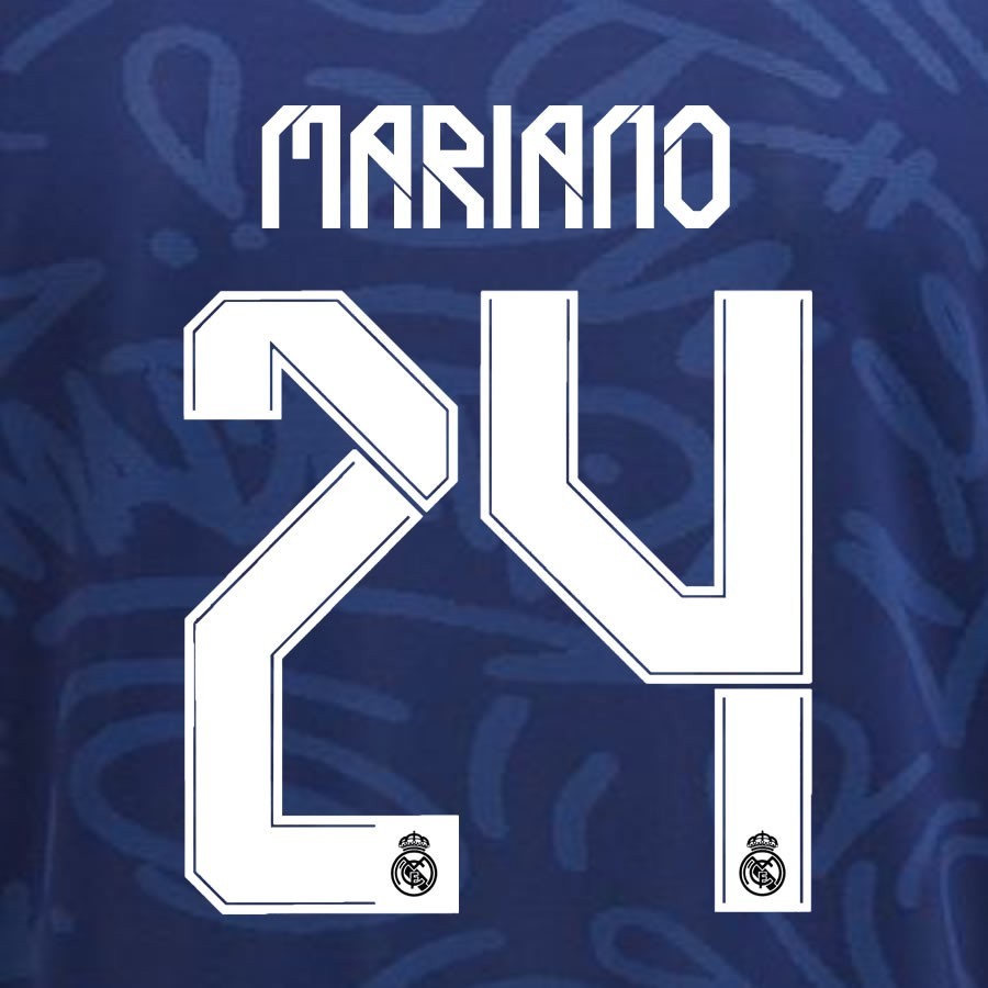 2021 2022 REAL MADRID MARIANO 24 WHITE AWAY 3RD PLAYER SIZE NAMESET 260MM