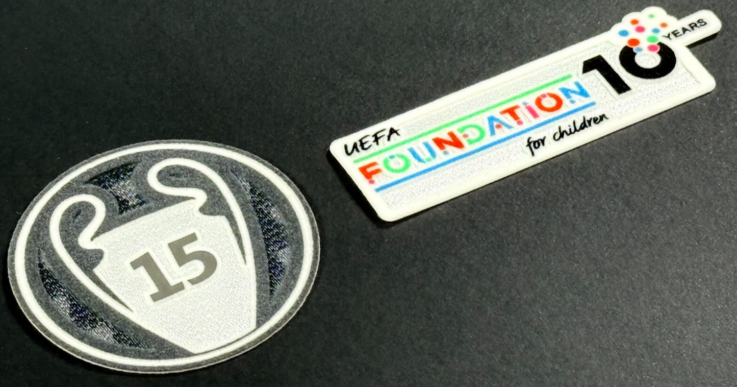 REAL MADRID 15 X SLEEVE PATCH + 10 YEARS UEFA FOUNDATION PATCH OFFICIAL