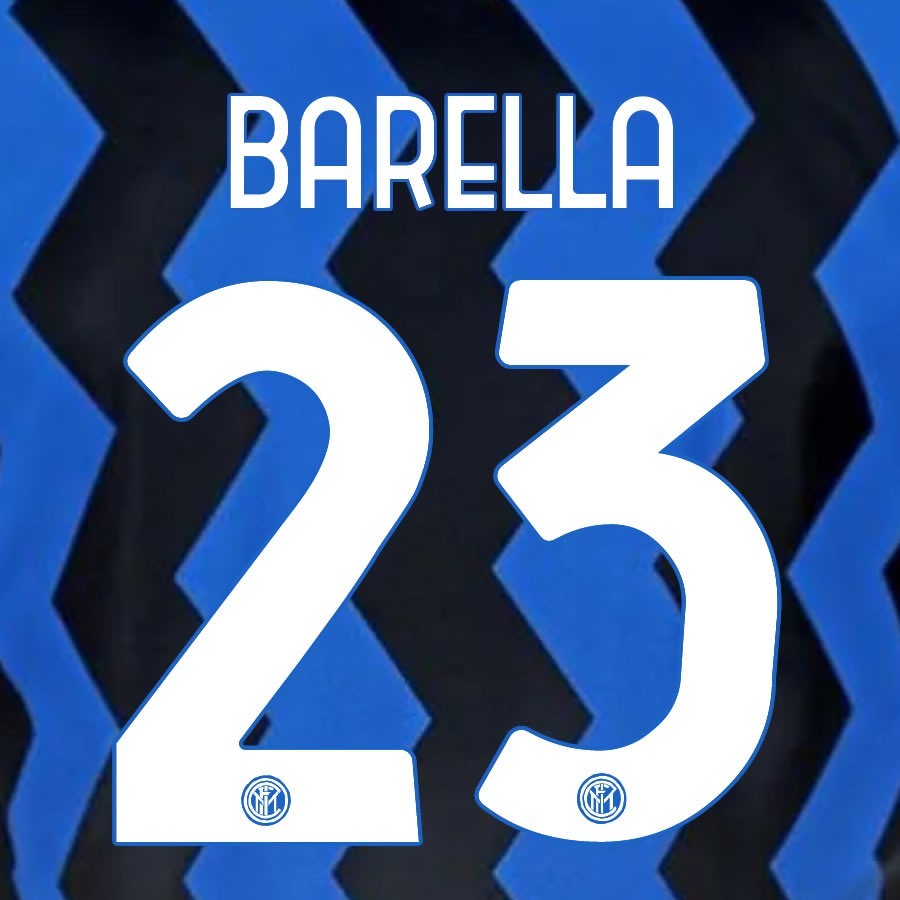 2020 2021 INTER MILAN OFFICIAL HOME BARELLA 23 PLAYER SIZE NAMESET