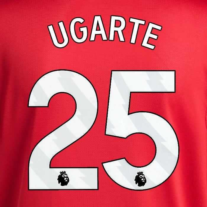 2025 2026 MANCHESTER UNITED UGARTE 25 HOME WHITE PLAYER SIZE NAMESET