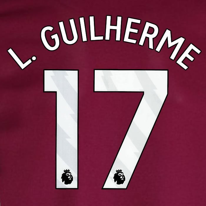 2024 2025 WEST HAM L GUILHERME 17 OFFICIAL WHITE HOME PLAYER SIZE NAMESET