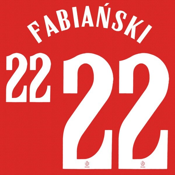 2020 2021 OFFICIAL POLAND FABIANSKI 22 AWAY WHITE PLAYER SIZE NAMESET