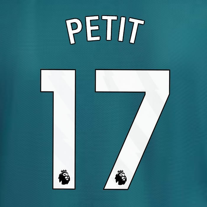 2023 2024 ARSENAL PETIT 17 WHITE 3RD OFFICIAL PLAYER SIZE NAME SET