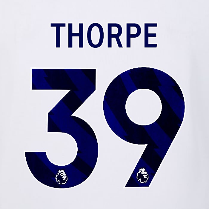 2023 2024 LUTON TOWN OFFICIAL THORPE 39 BLUE AWAY PLAYER SIZE NAMESET