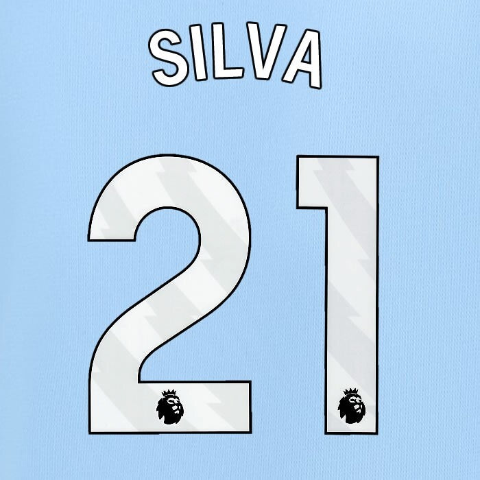 2024 2025 MANCHESTER CITY SILVA 21 WHITE HOME PLAYER SIZE NAME SET