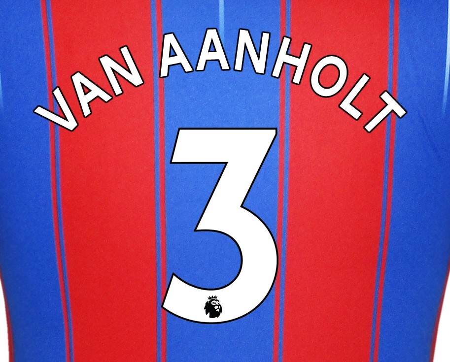 CRYSTAL PALACE 2019-23 VAN AANHOLT 3 OFFICIAL AVERY DENNISON WHITE PLAYER SET
