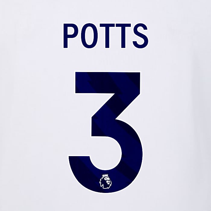 2023 2024 LUTON TOWN OFFICIAL POTTS 3 BLUE AWAY PLAYER SIZE NAMESET