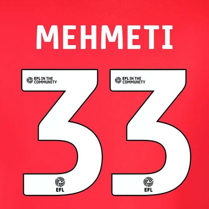 25 26 IPSWITCH TOWN MEHMETI 33 OFFICIAL WHITE AWAY PLAYER SIZE NAME SET 230MM