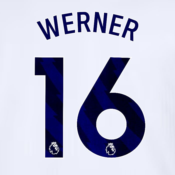 2024 2025 TOTTENHAM WERNER 16 BLUE HOME PLAYER SIZE NAME SET