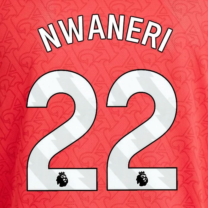 2025 2026 ARSENAL NWANERI 22 WHITE HOME OFFICIAL PLAYER SIZE NAMESET
