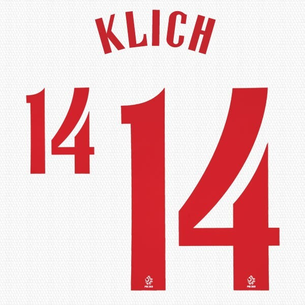 2020 2021 OFFICIAL POLAND KLICH 14 HOME RED PLAYER SIZE NAMESET