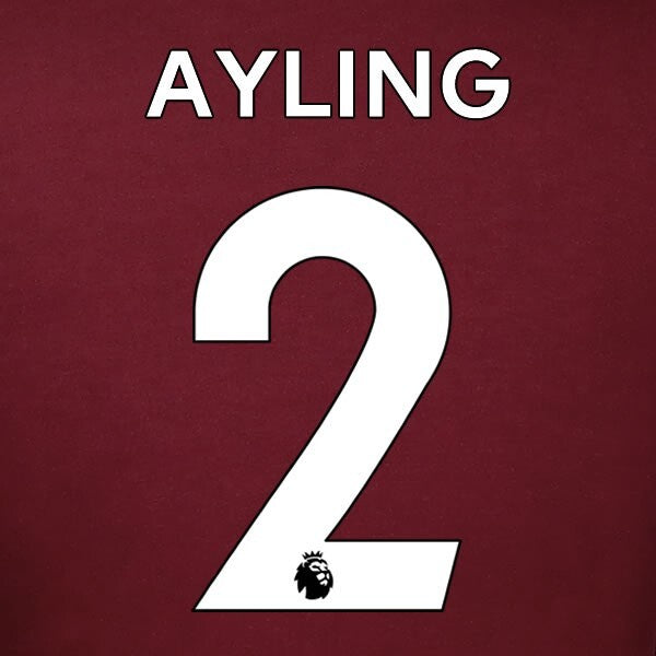 LEEDS UNITED 19-23 AYLING 2 OFFICIAL AVERY DENNISON WHITE PLAYER SIZE NAME SET