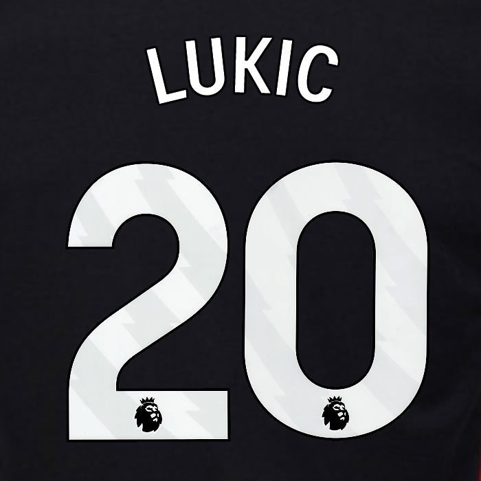 2024 2025 OFFICIAL FULHAM LUKIC 20 WHITE AWAY PLAYER SIZE NAMESET