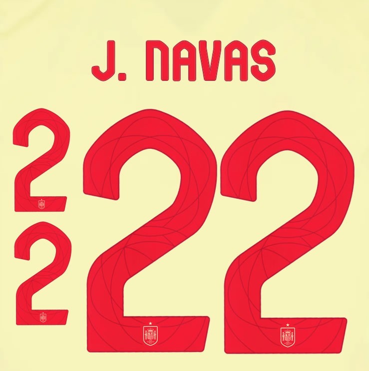 2024 2025 OFFICIAL SPAIN J. NAVAS 22 AWAY PLAYER SIZE NAMESET