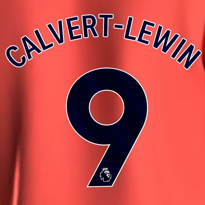 2023 2024 EVERTON CALVERT - LEWIN 9 OFFICIAL BLUE AWAY PLAYER SIZE NAMESET