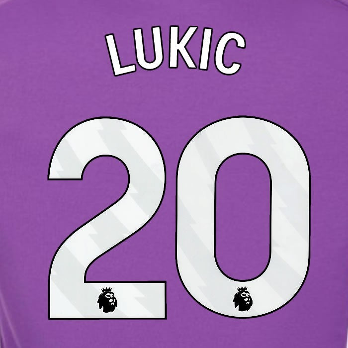 2024 2025 OFFICIAL FULHAM LUKIC 20 WHITE 3RD PLAYER SIZE NAMESET