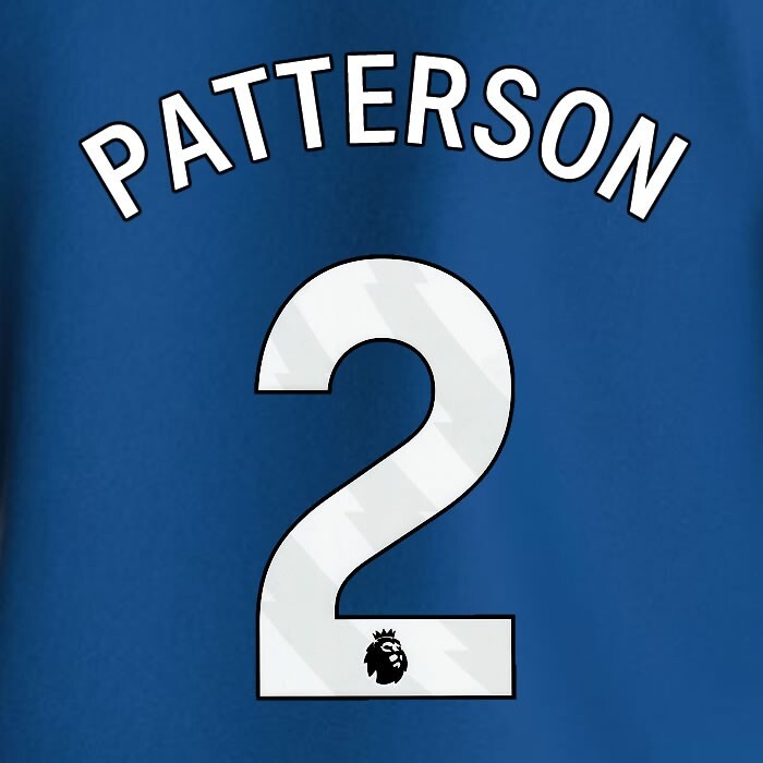 2023 2024 EVERTON PATTERSON 2 OFFICIAL WHITE HOME PLAYER SIZE NAMESET