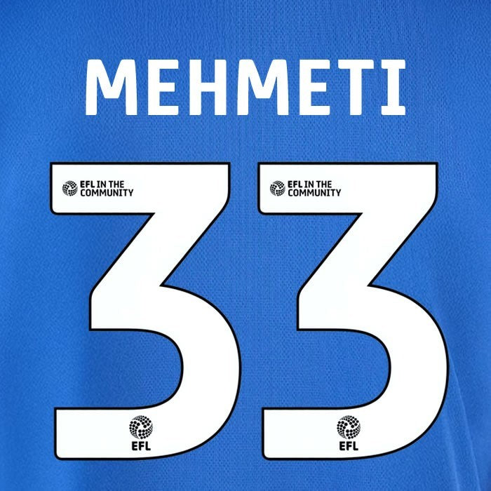 25 26 IPSWITCH TOWN MEHMETI 33 OFFICIAL WHITE HOME PLAYER SIZE NAME SET 230MM